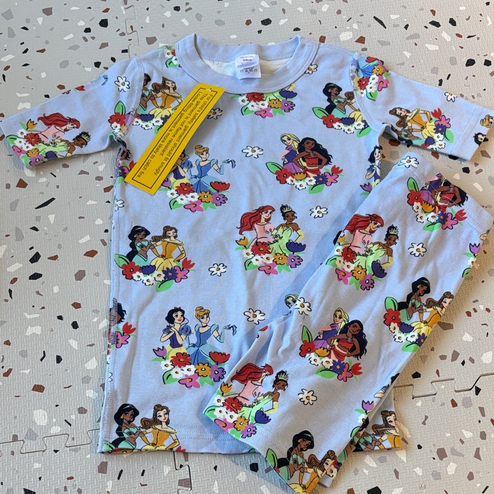 Hanna Andersson Light Blue Princess Graphic Pajama Set